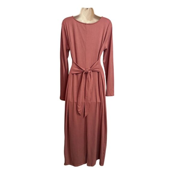 Roolee Mauve Tie Front Long Sleeve Maxi Dress - Picture 4 of 13